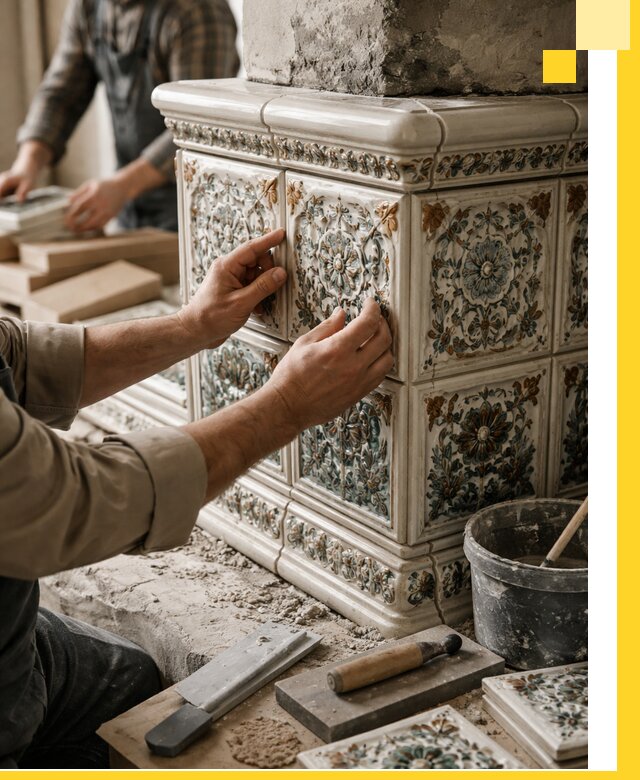 Изразцовые камины под ключ в Балашове: проект и монтаж