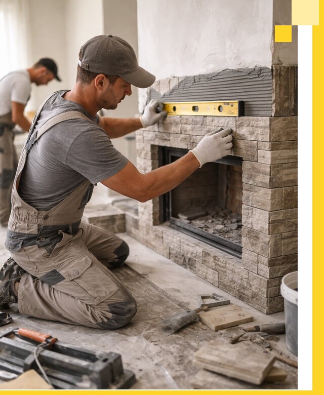 Облицовка каминов в Балашове, монтаж и отделка натуральным камнем