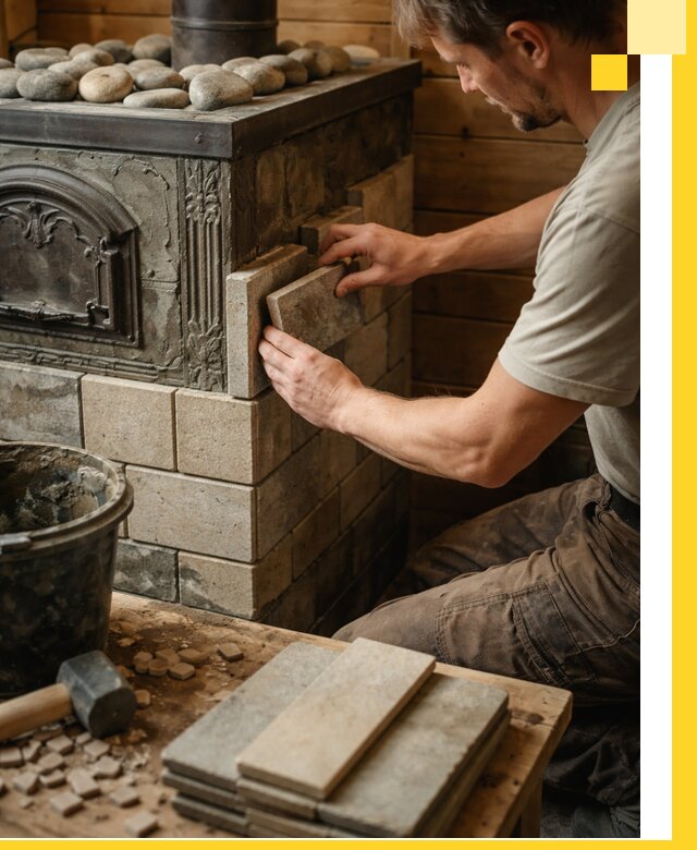 Облицовка банных печей в Балашове профессиональная отделка