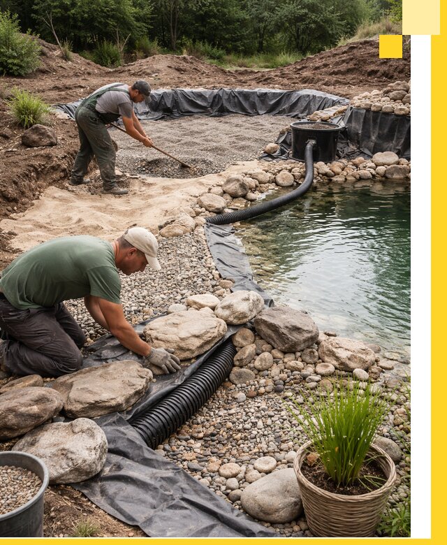 Строительство природных бассейнов и озер в Балашове под ключ