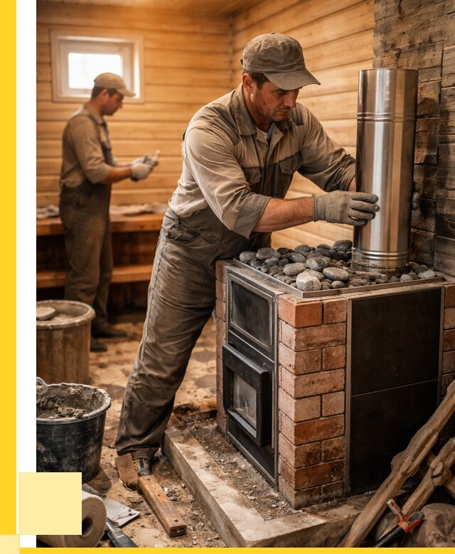 Монтаж печи в бане под ключ в Балашове от 20338 р. | ЭриданБла