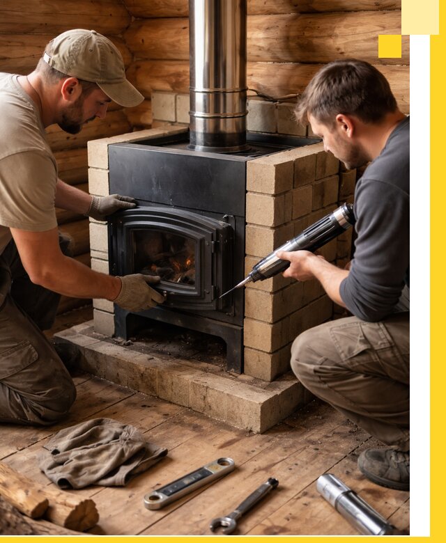 Монтаж и установка печи в бане под ключ с гарантией в Балашове