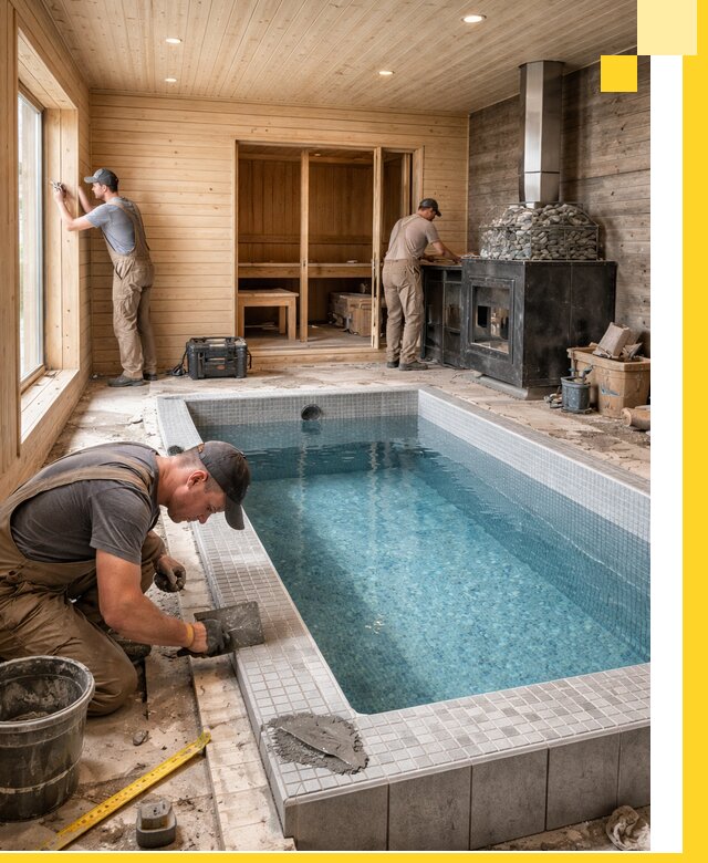 Проект бани с бассейном и сауной в Балашове под ключ