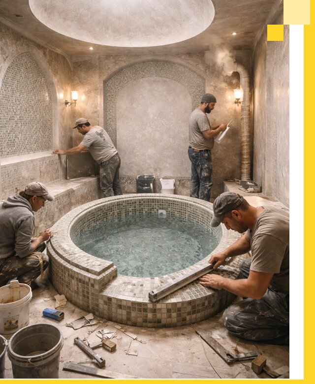 Профессиональное строительство хамама с бассейном в Балашове под ключ