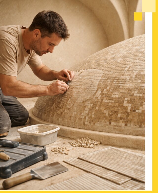 Профессиональная укладка мозаики для хамама под ключ в Балашове