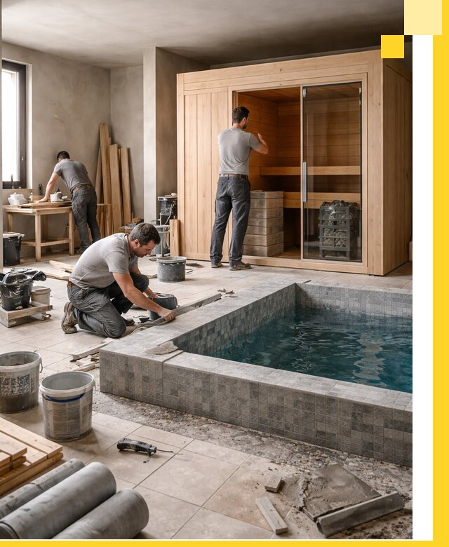 SPA зоны под ключ с бассейном сауной и печью в Балашове